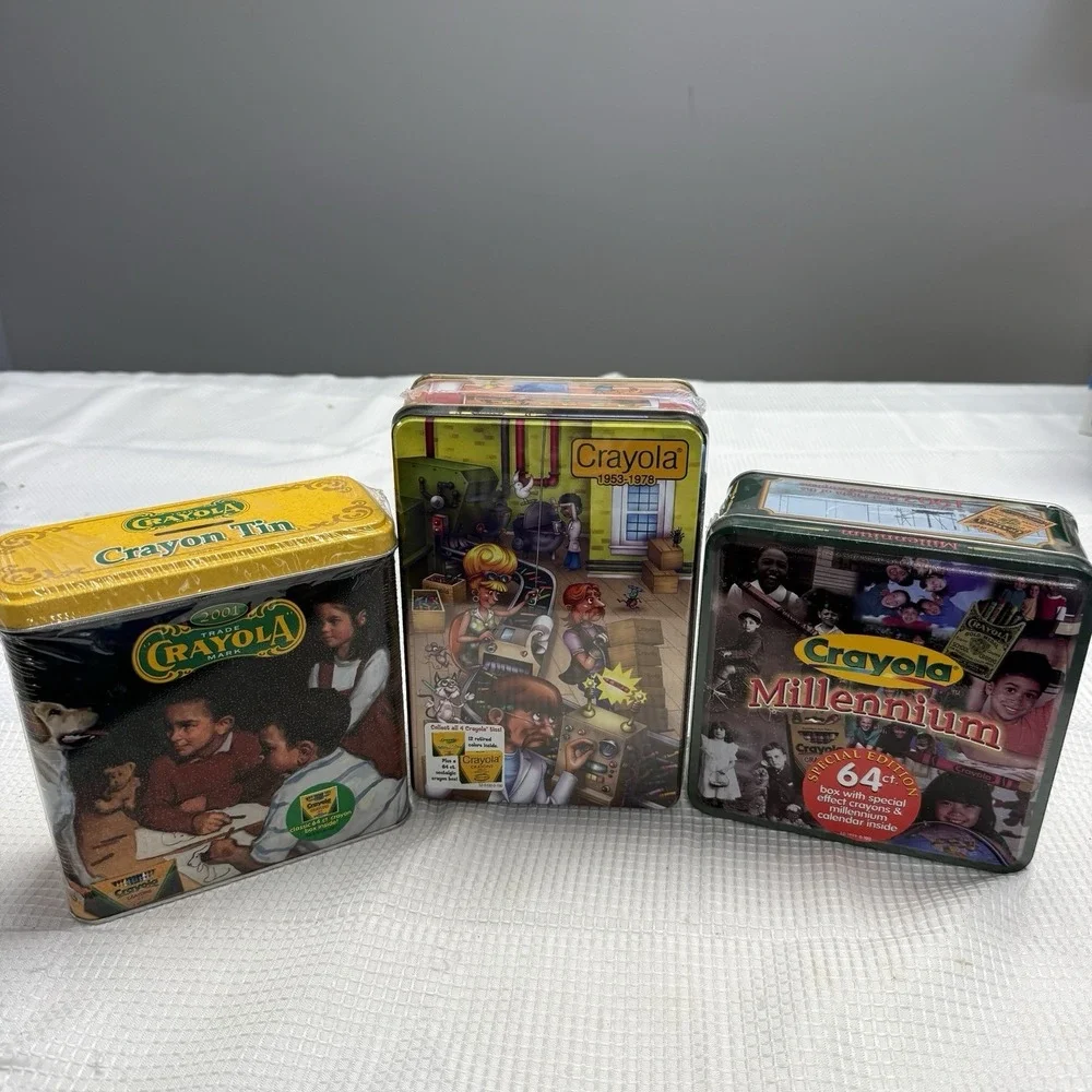 Lot 3 Sealed New Vintage Crayola Collectible‎ Tin Crayons 64 Ct Y2K Discontinued